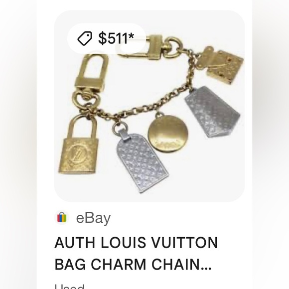 LV keychain bag charm extender. Silver & gold novelty NIB monogram - Picture 8 of 8